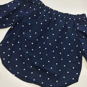 Navy Polka Dot Off-Shoulder Top